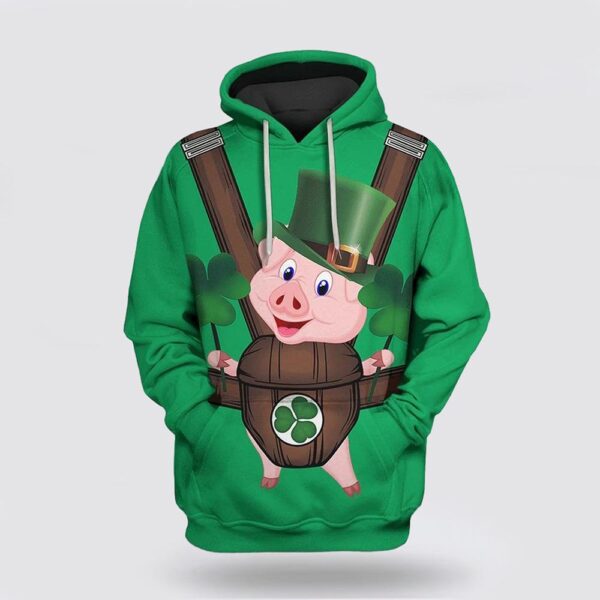 St Patrick’s Day Hoodie Cute Pig Saint Patricks Day Over Print 3D Hoodie