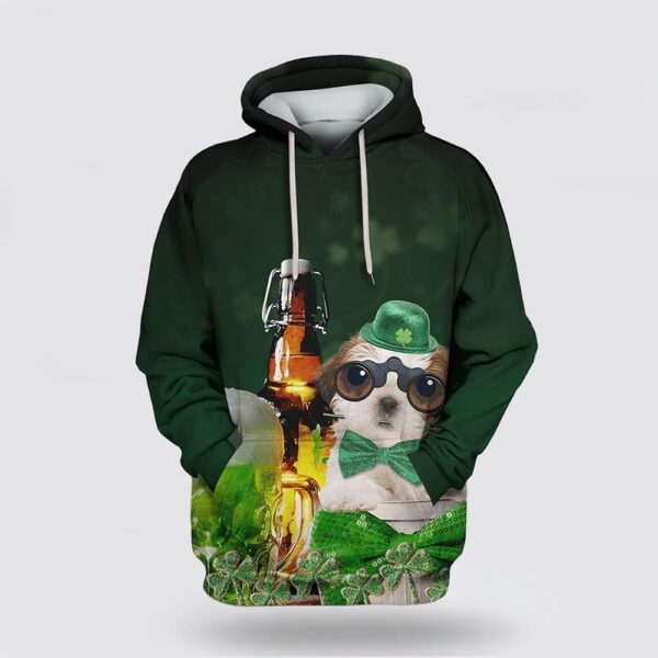 St Patrick’s Day Hoodie Shih Tzu Dog Saint Patricks Day Over Print 3D Hoodie