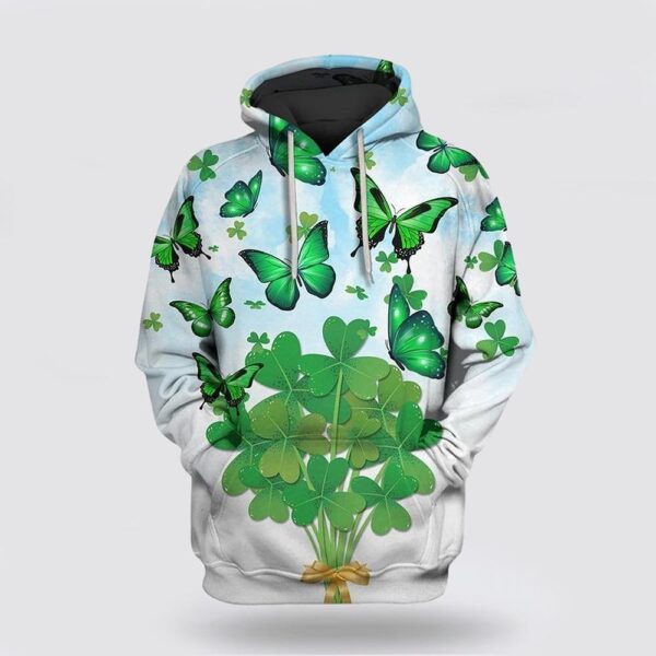 St Patrick’s Day Hoodie St Patricks Day Funny With Butterfly Over Print 3D Hoodie