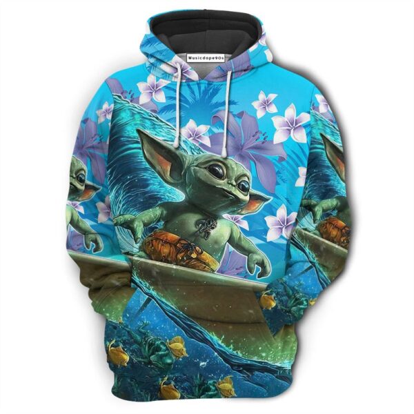 Star Wars Baby Yoda Surfing  Movie 3D Hoodie