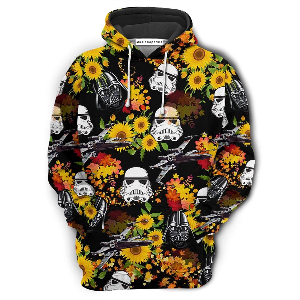 Star Wars Darth Vader Stormtrooper Helmet Autumn Wild Sunflowers  Movie 3D Hoodie