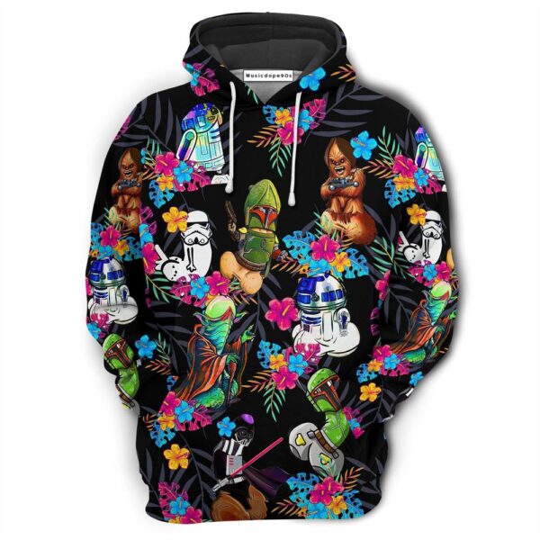 Star Wars Funny Tropical Neon Colorful Style  Movie 3D Hoodie