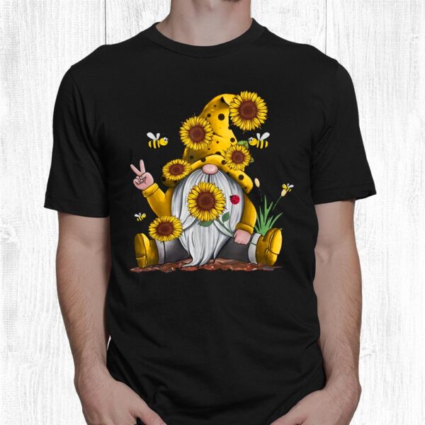 Sunflower Gnome With Bee Funny Hippie Gnome Shirt