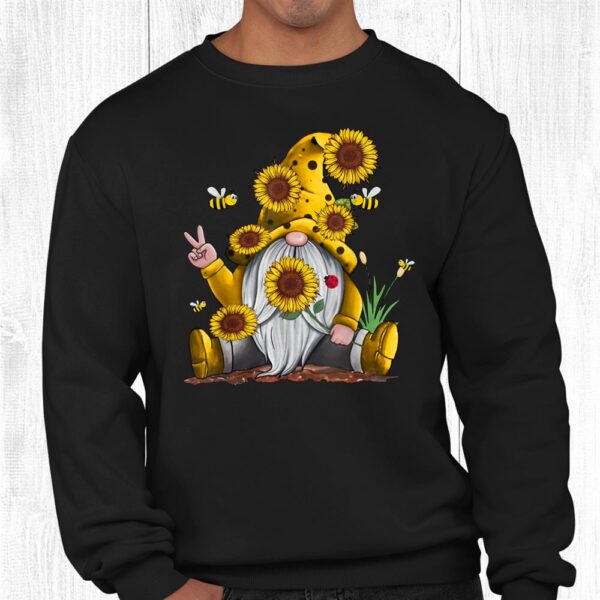 Sunflower Gnome With Bee Funny Hippie Gnome Shirt