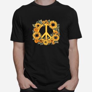 Sunflower Peace Sign Hippie Sunflower Shirt 1