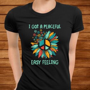 Sunflower Peace Sign Peaceful Easy Feeling Hippies 60s 70s Shirt 2