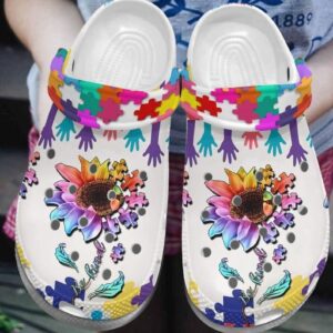 Sunflower Puzzle Be Kind Autism Awareness Shoes Crocbland Clog Gifts For Man Woman