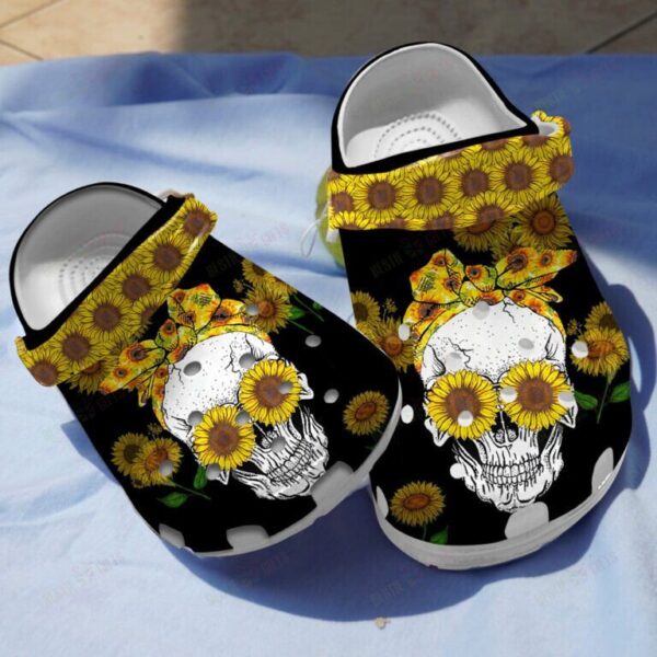 Sunflower Skull Tattoo Shoes Crocs Clogs Gifts For Young Girls