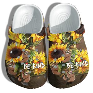 Sunflower Sloth Autism Be Kind Autism Awareness Sloth Funny Shoes Croc Clogs Gifts Mother Day