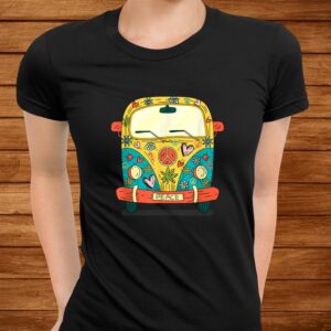 Surf Camping Bus Van Love Retro Peace Hippies Hippie Flowers Shirt 2