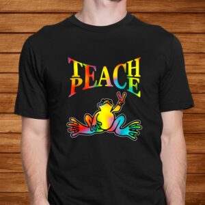 Teach Peace Frog Hippie Vintage Peace Sign Shirt 1