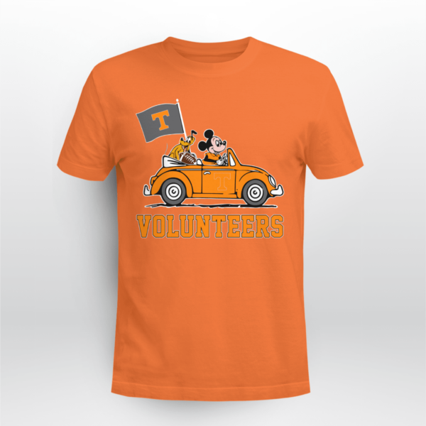 Tennessee Volunteers Pluto and Mickey Mouse Driving in a Car Shirt T-shirt