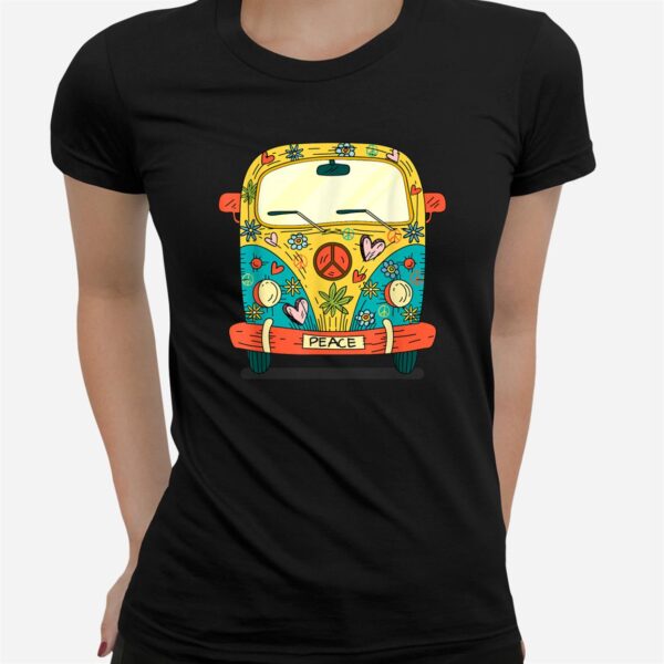 Vintage Hippie Van Flower Bus With Peace Sign Gift 60s 70s Shirt