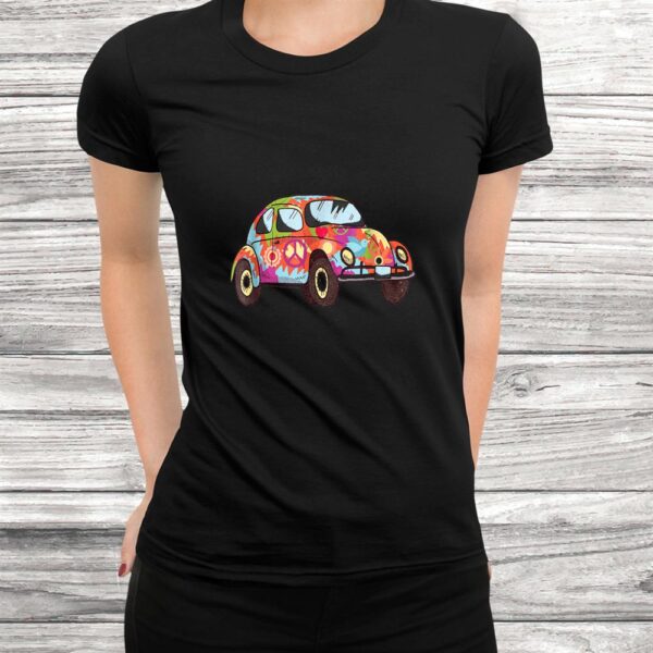 Vintage Hippie Van Flower Old Car Peace Sign Gift 60s 70s Shirt