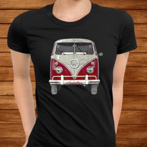 Vintage960s Hippie Red Micro Bus Van Surf Wagon Shirt 2