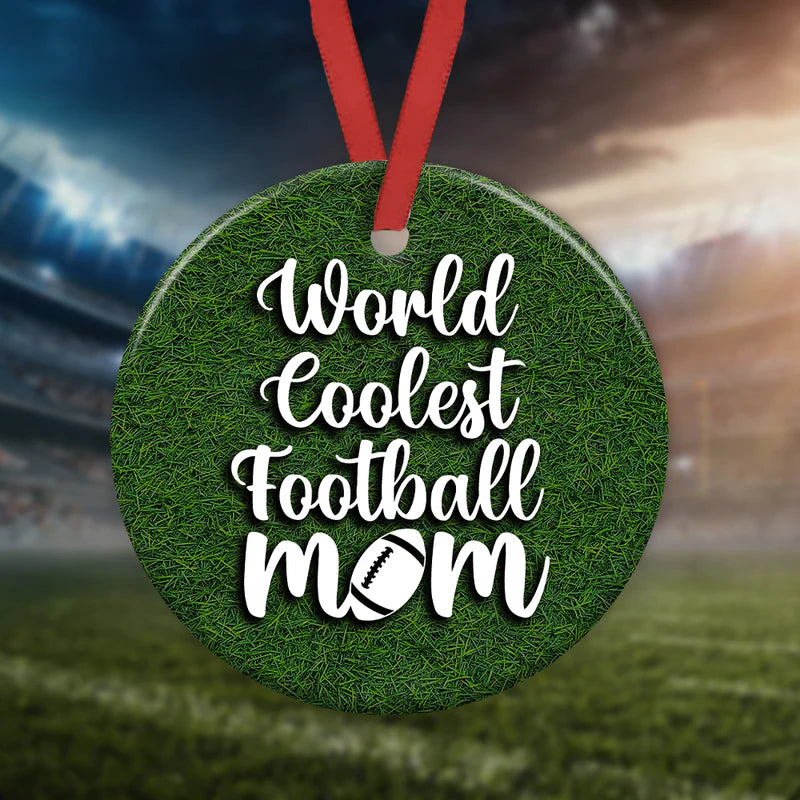 World Coolest Football Mom Ceramic Ornament