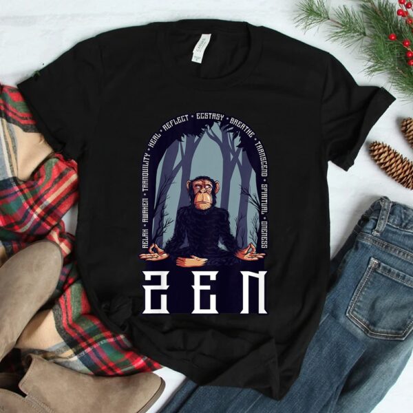 Zen Ape Meditating Monkey Relax Awaken Heal Reflect Hippie Shirt