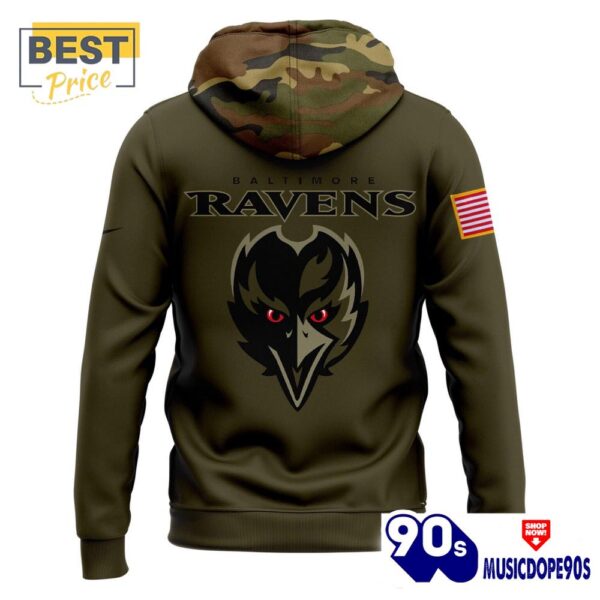 2024 Baltimore Ravens Camo Salute to Service Hoodie, Cap