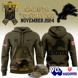 2024 Detroit Lions Salute to Service Hoodie, Jogger, Cap