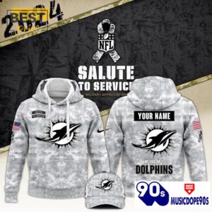 2024 Miami Dolphins Salute To Service Hoodie, Cap