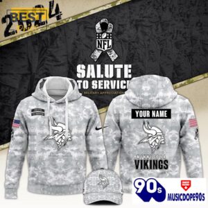 2024 Minnesota Vikings Salute To Service Hoodie, Cap