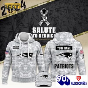 2024 New England Patriots Salute To Service Hoodie, Cap