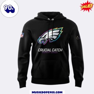 2024 Philadelphia Eagles Crucial Catch Intercept Cancer Black Hoodie