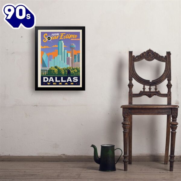 2024 Total Solar Eclipse Dallas, Texas Canvas Poster