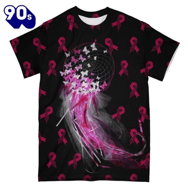 3D Breast Cancer Butterfly Dreamcatcher – Breast Cancer Awareness 3D All Over Print Shirt
