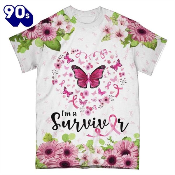 3D Breast Cancer Butterfly Gerbera – Breast Cancer Awareness 3D All Over Print Shirt