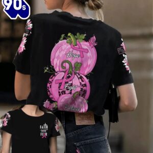 3D Breast Cancer Faith Over Fear – Breast Cancer Awareness 3D All Over Print Shirt