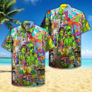 Alien Hippie Hawaiian Shirt Beachwear For Men Gifts For Young Adults