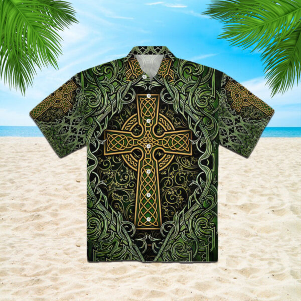 Amazing Celtic Cross St Patrick Green Aloha Hawaiian Shirts