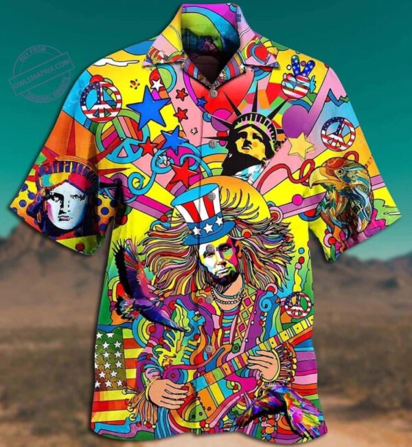 America Fullcolor 3d Hippie Hawaiian Shirt- Beachwear For Men – Gifts For Young Adults