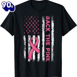 American Flag Back The Pink Breast Cancer Awareness Ribbon Shirt
