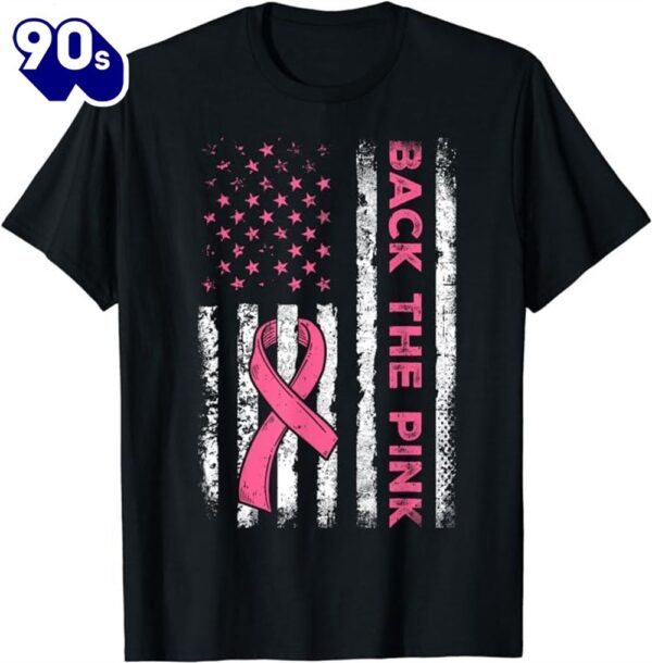 American Flag Back The Pink Breast Cancer Awareness Ribbon Shirt