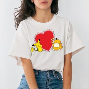 Anime Pokemon Pikachu Love Heart Pokemon Valentine T-Shirt