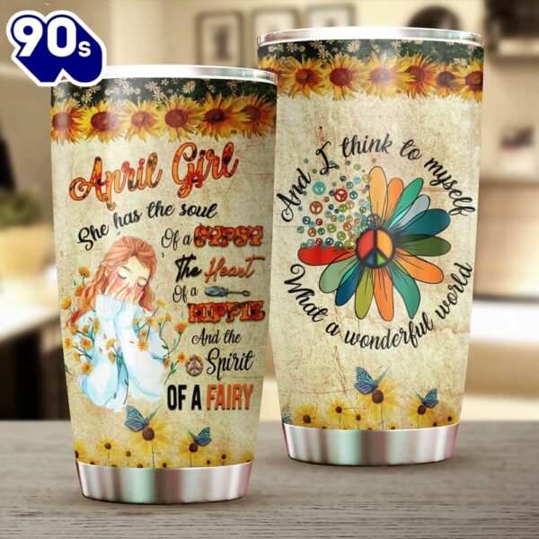 April Hippie Girl Personalized Tumbler