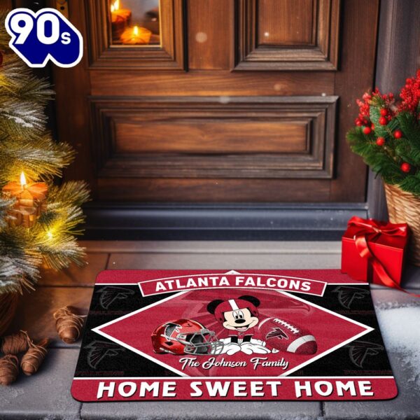 Atlanta Falcons Doormat Custom Your Family Name Sport Team And Mickey Mouse NFL Doormat