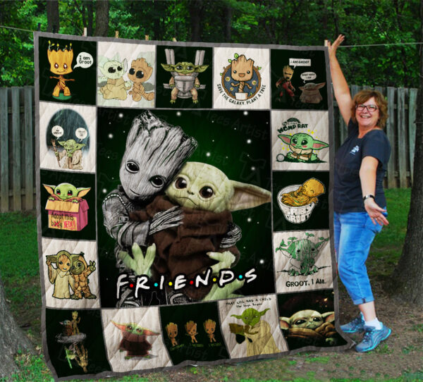 Baby Yoda And Baby Groot Blanket, Baby Yoda And Baby Groot Gift For Fan Blanket