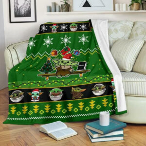 Baby Yoda Christmas Fleece Blanket…