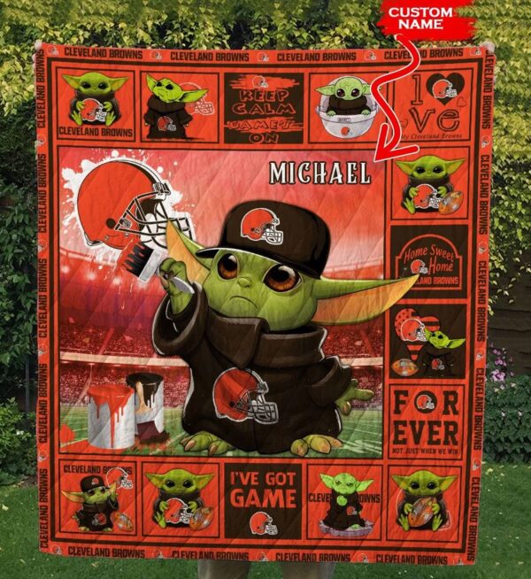 Baby Yoda Cleveland Browns Cleveland Browns Quilt Baby Yoda Cleveland