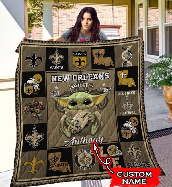 Baby Yoda New Orleans Saints Custom Name New Orleans Saints Quilt Sta