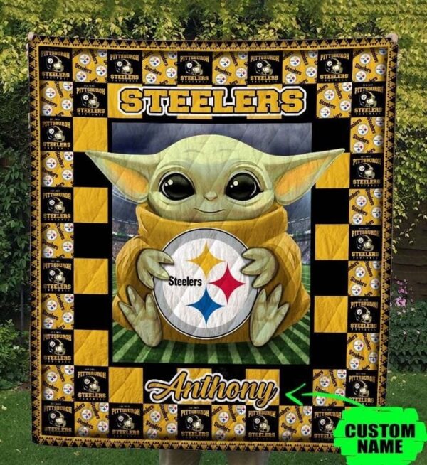 Baby Yoda Pittsburgh Steelers Baby Yoda Quilt Blanket Pittsburgh Stee