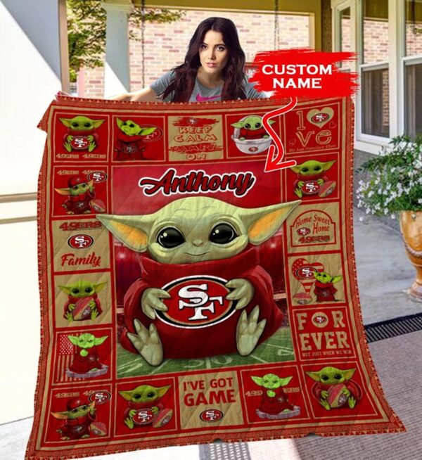 Baby Yoda San Francisco 49ers San Francisco 49ers Fan Quilt Blanket S