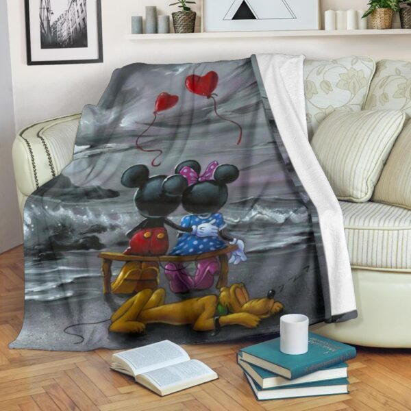 Balloon Mickey And Minnie In Love Fleece Blanket