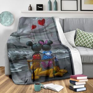 Balloon Mickey And Minnie In Love Fleece Blanket Fans 3