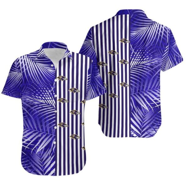 Baltimore Ravens Palm Leaves And Stripes NFL Gift For Fan Hawaii Shirt