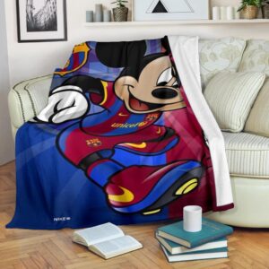 Barcelona Mickey Fleece Blanket For Soccer Fans 1