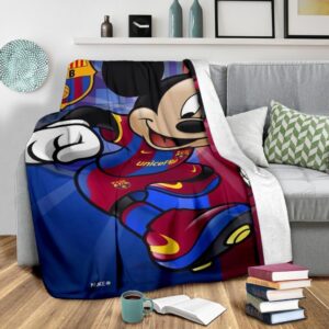 Barcelona Mickey Fleece Blanket For Soccer Fans 3